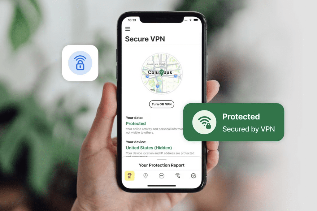 iPhone with VPN information displayed