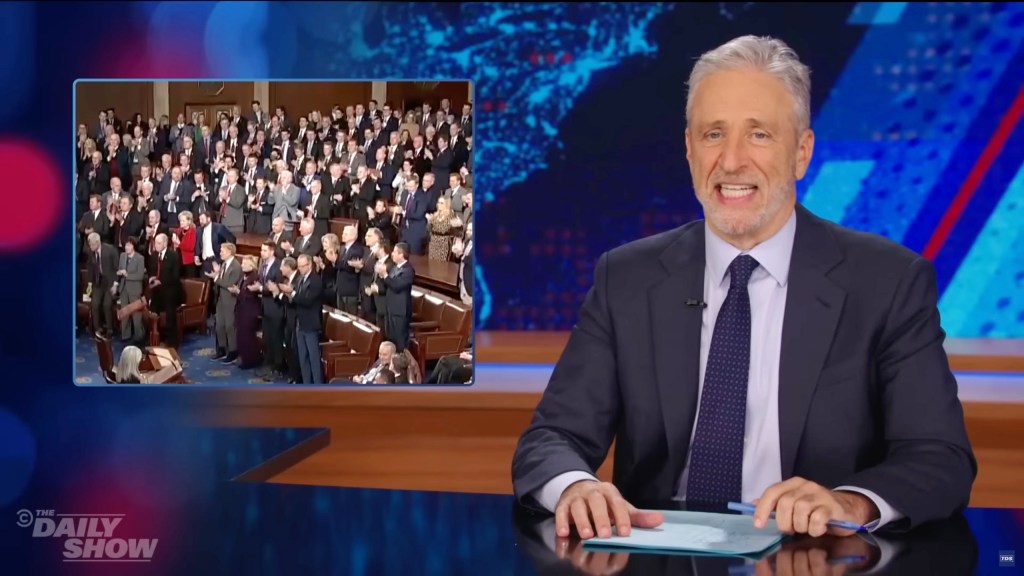 Jon Stewart highlighted the valuable moment when Vice President Kamala Harris had to prove her defeat to President-elect Donald Trump.